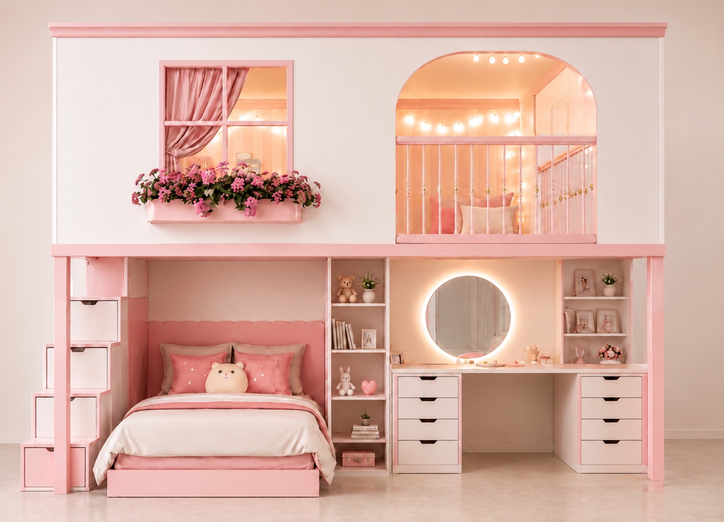 Inspiración de litera infantil personalizada con diseño premium